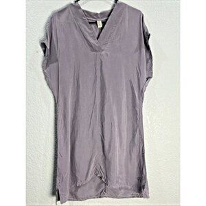 Make It Good Shirt Dress Size S Gray Purple Tunic Cupro Vegan Silk V Neck Shift